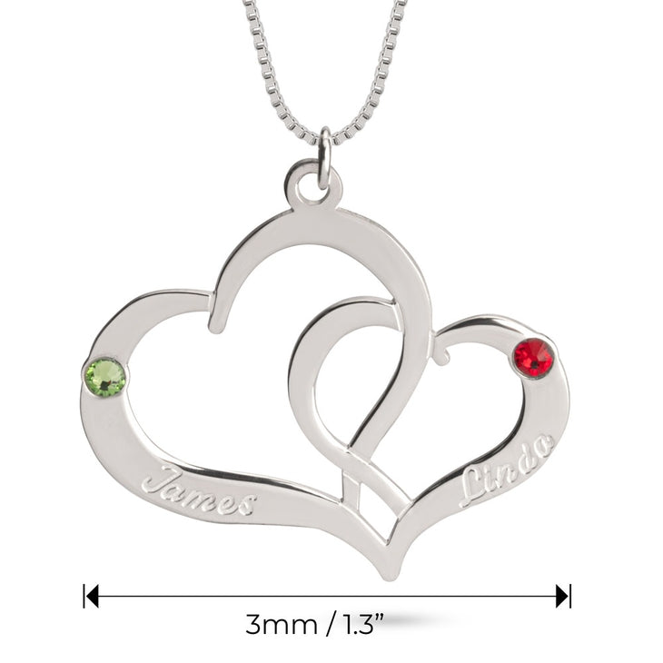 Two Hearts Name Birthstone Necklace 3