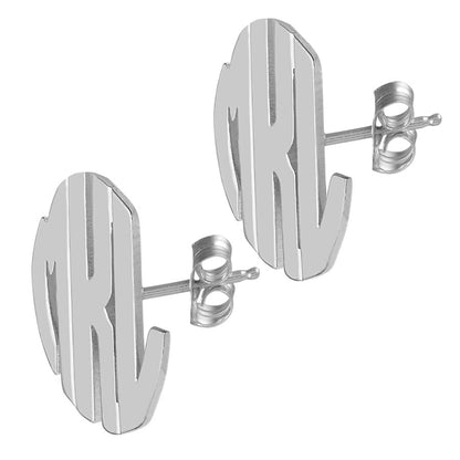 Sterling Silver Block Monogram Stud Earrings